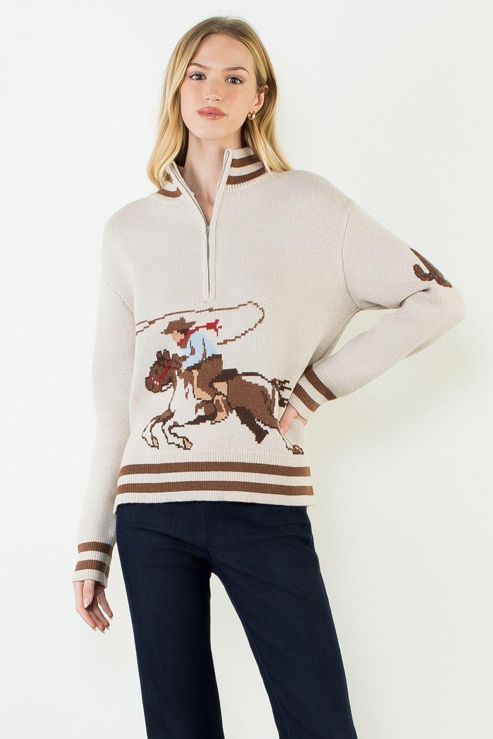 Quarter Zip Cowboy Roping Sweater