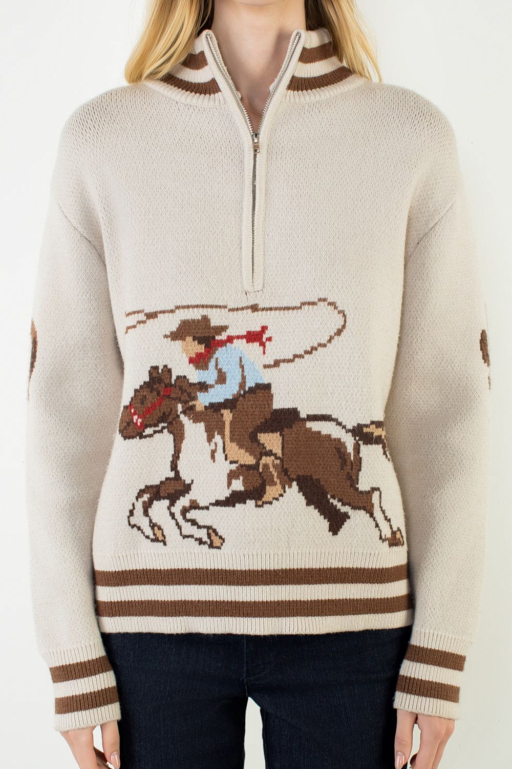 Quarter Zip Cowboy Roping Sweater