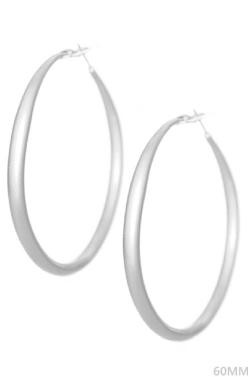 Silver Matte 60mm Hoop Earring