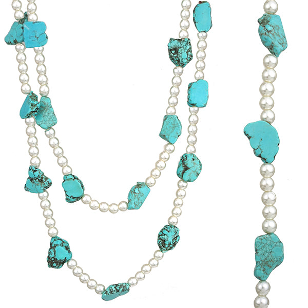 Leslie Pearl & Turquoise Necklace