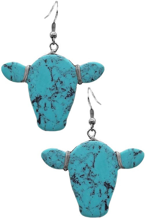 Turquoise Steer Earrings