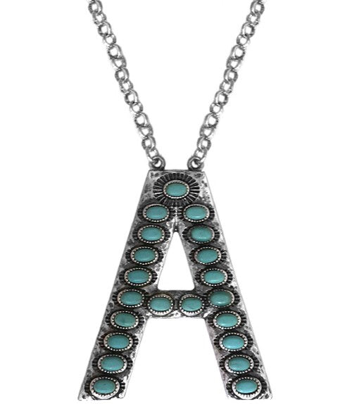 Large Turquoise Initial Necklace