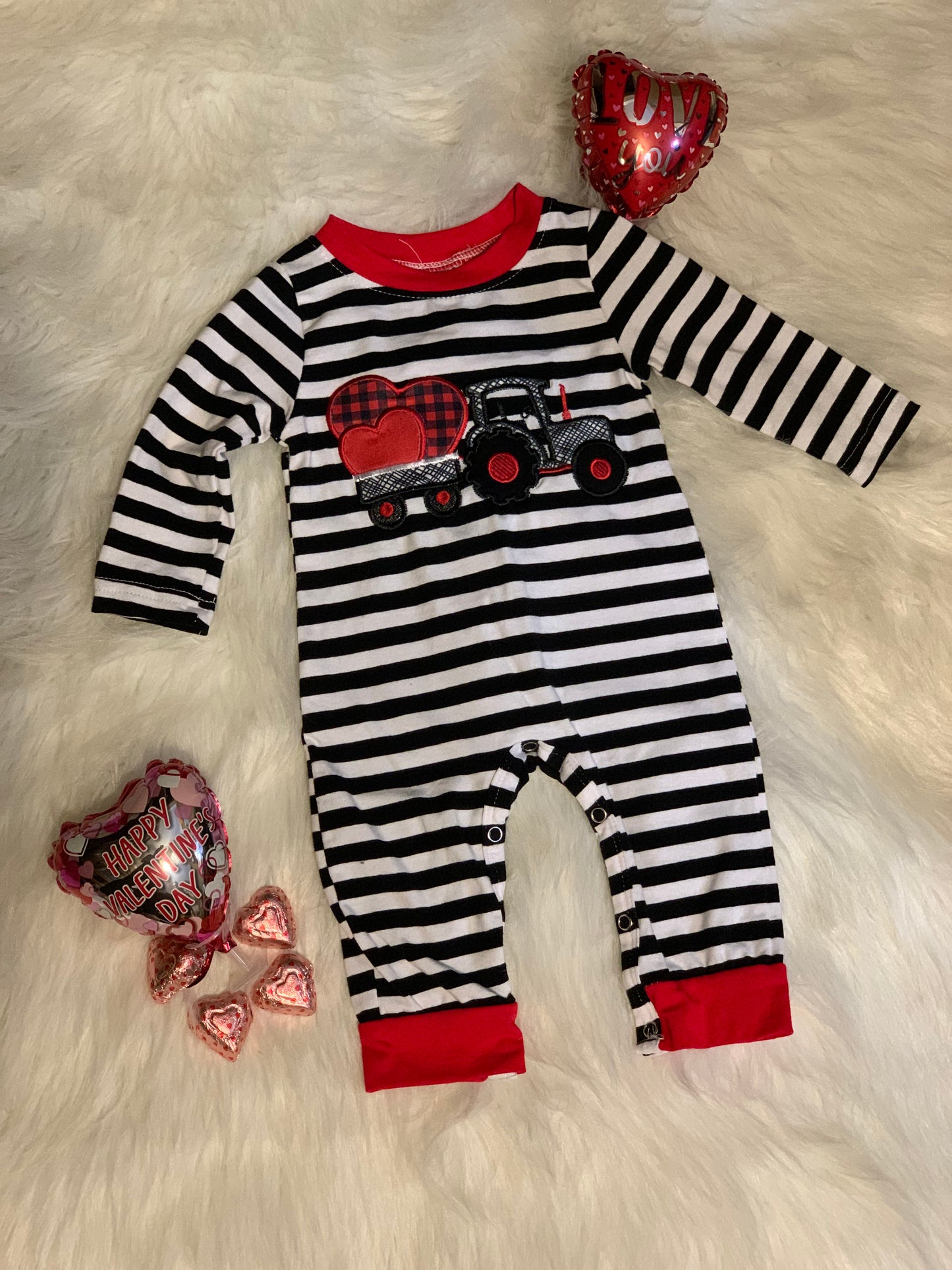 Tractor with Wagon Full of Love Romper