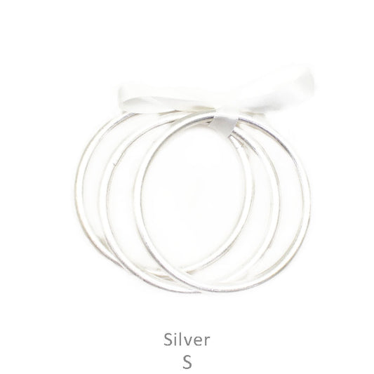 Set of 3 Washed Silver Bangle Bracelets