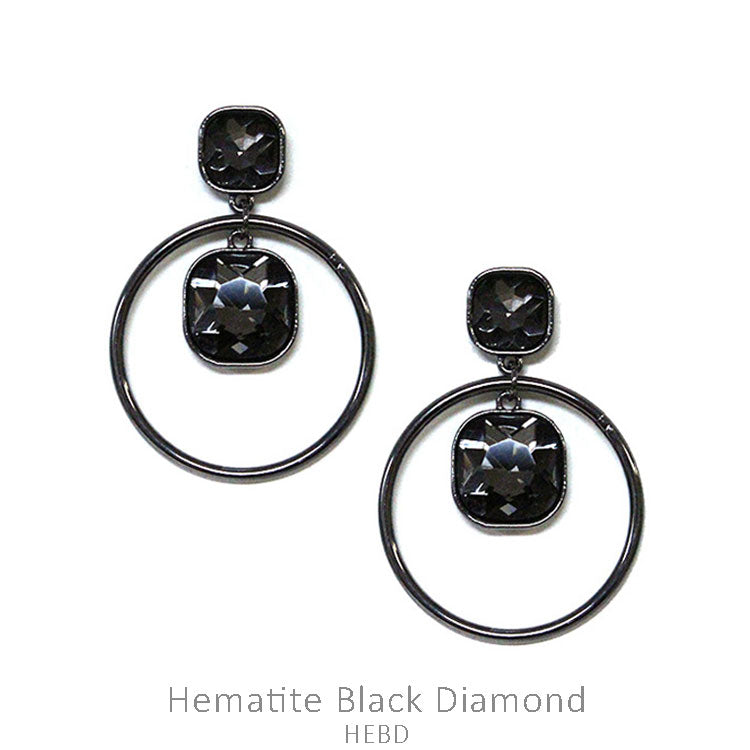 Crystal Hoop & Dangle Earring - Black Diamond