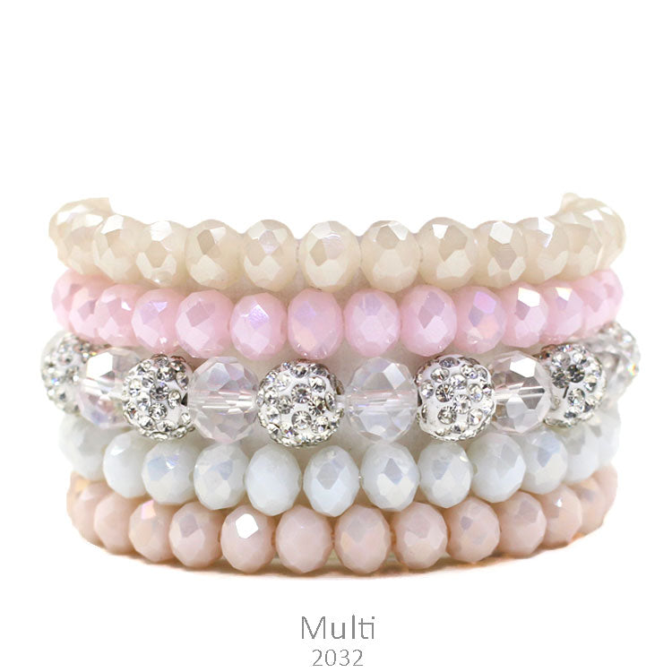 Pink Tones Crystal Bracelet Set