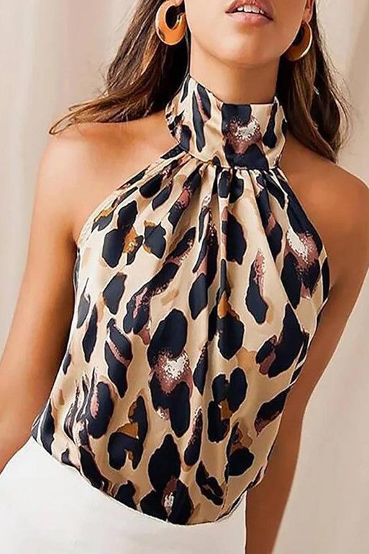 The Sara Leopard Halter Top