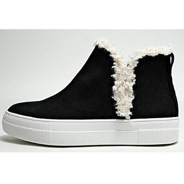 Black Suede Sherpa Lined Sneaker