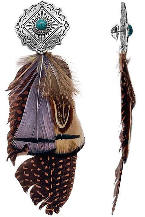 Concho Feather Hat Pin