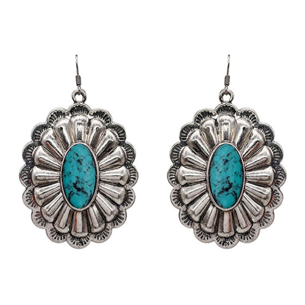 Silver & Turquoise Concho Earrings