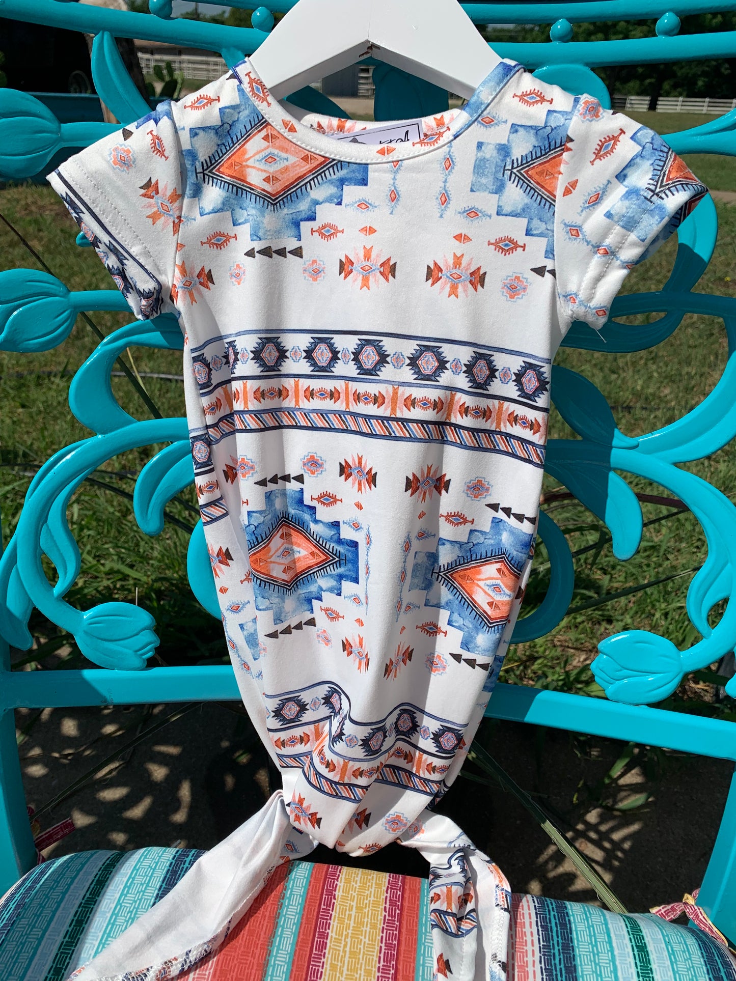 White Aztec Baby Gown