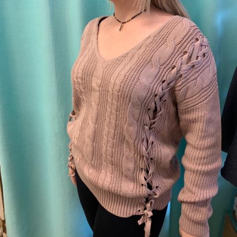 Rose Pink Lace Front sweater
