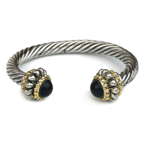 The Cambrie Silver Cuff With Black And Gold Accents