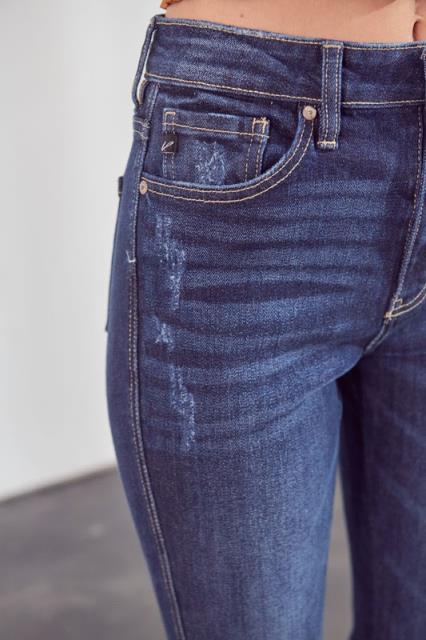 The Kancan High Rise Slightly Distressed Flare Jeans