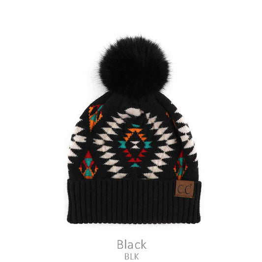 Black Aztec Sweater Beanie