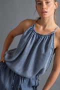 WASHED DENIM BUBBLE CAMI TOP