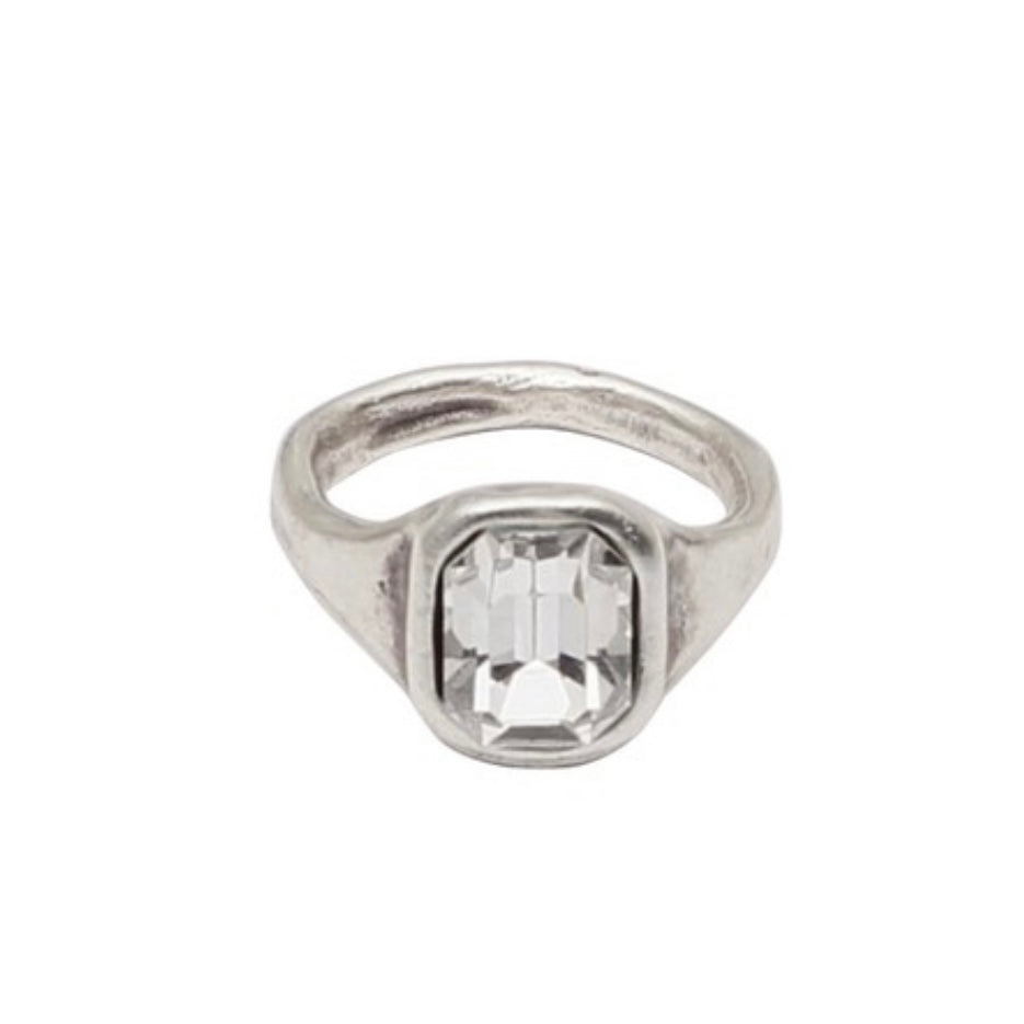 Pewter Crystal Adjustable Ring – JUST A LITTLE WESTERN