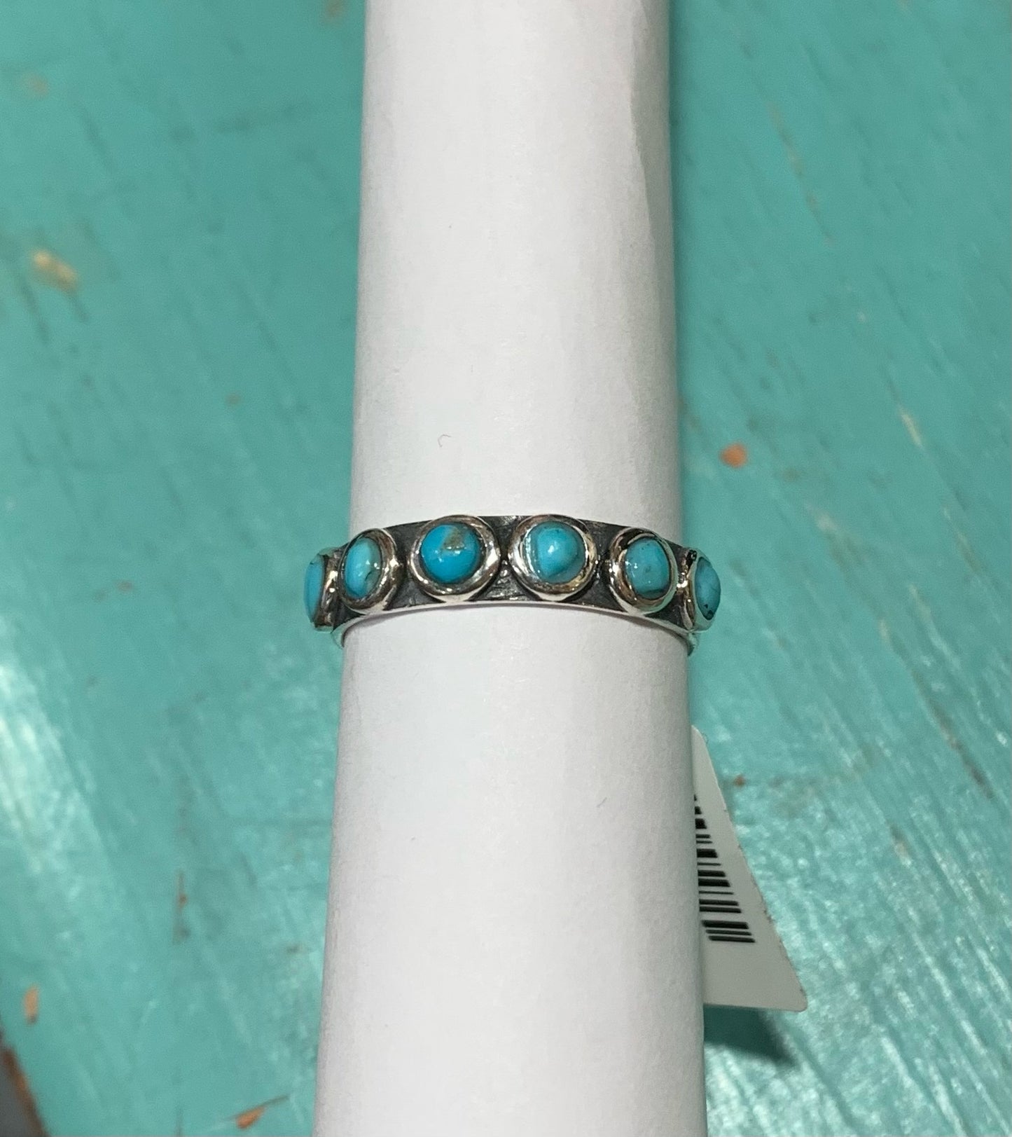 Sterling Silver Turquoise Six Stone Band Ring