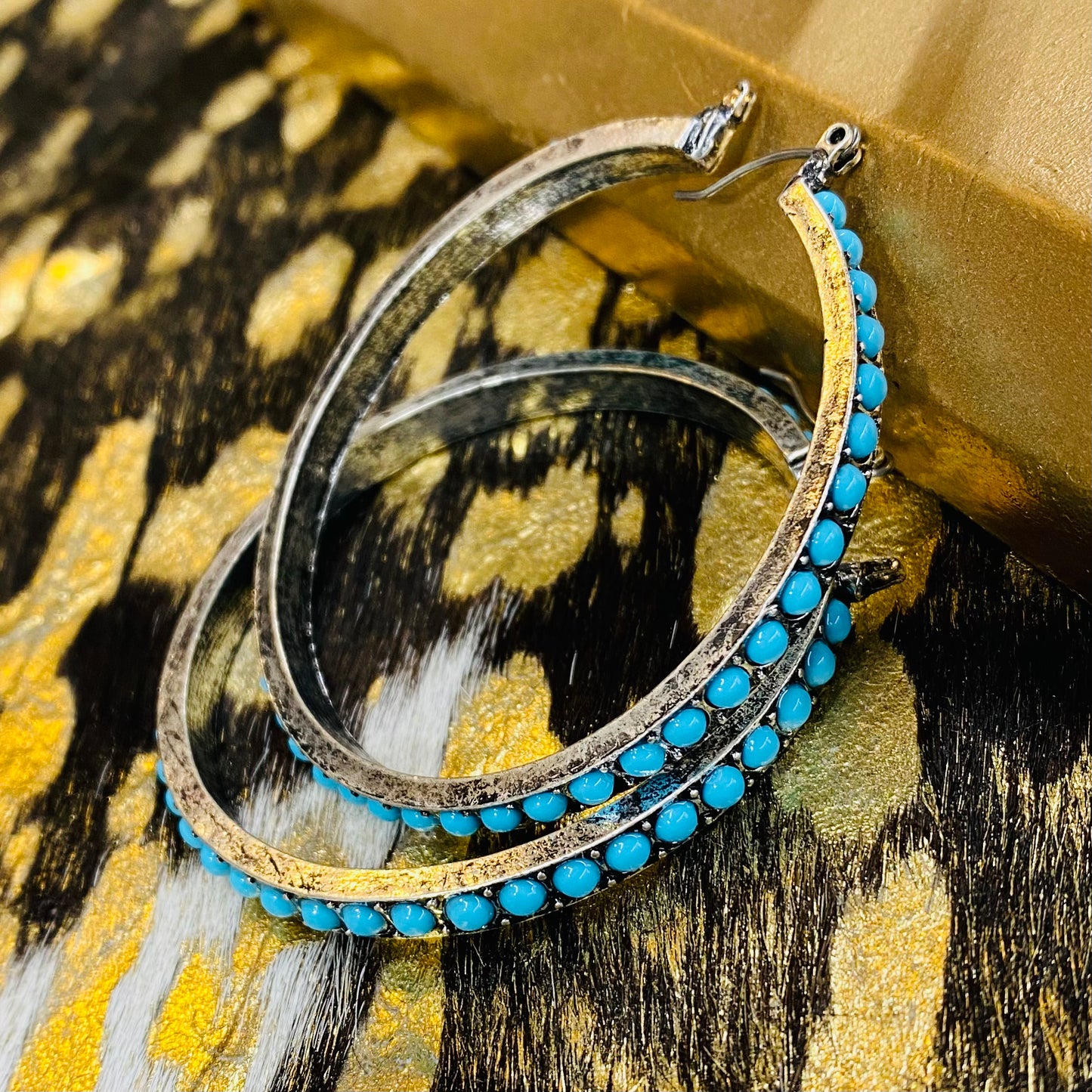 Large Molly Turquoise Hoops