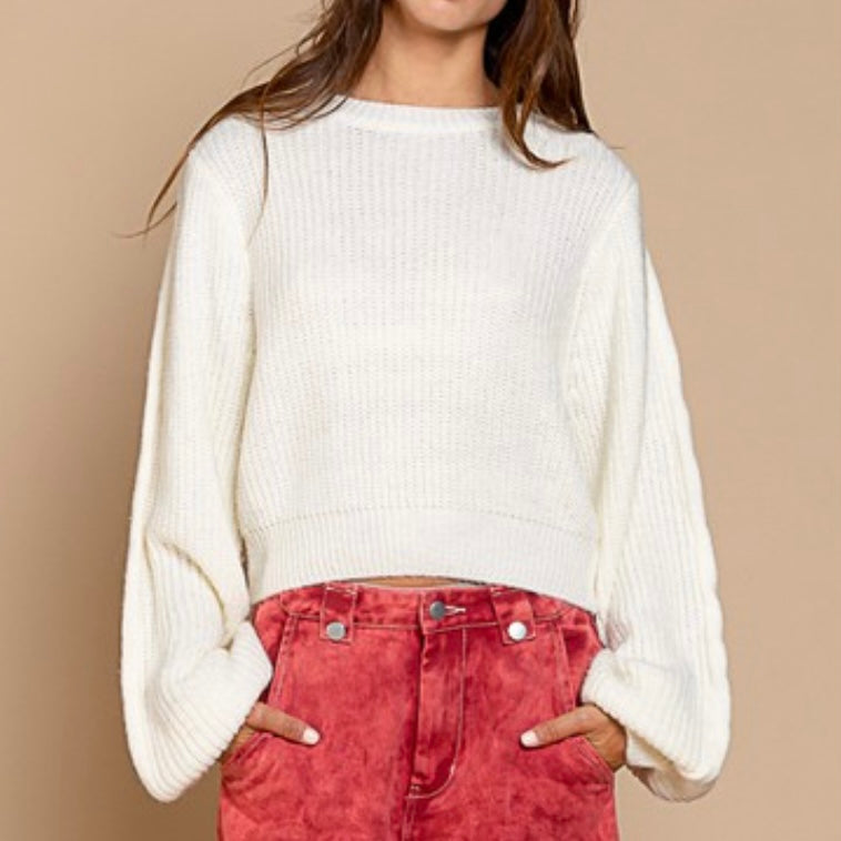 Slouchy Knit Sweater in Ivory