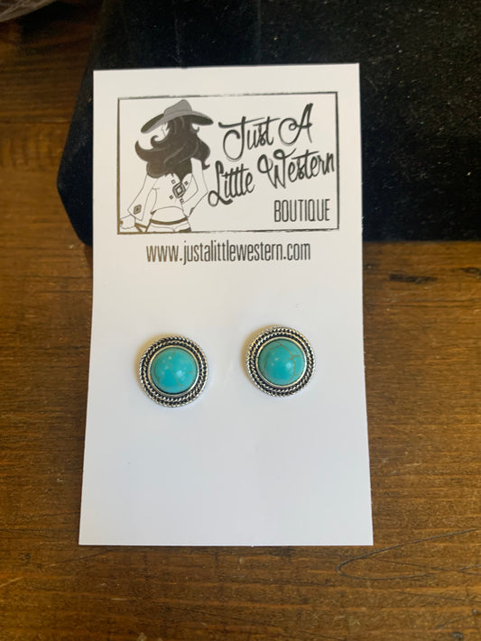 Turquoise Round Stud Earrings