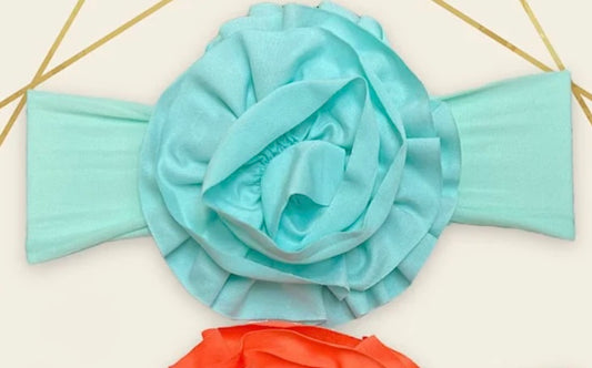 5” Flower Baby Headband in Aqua