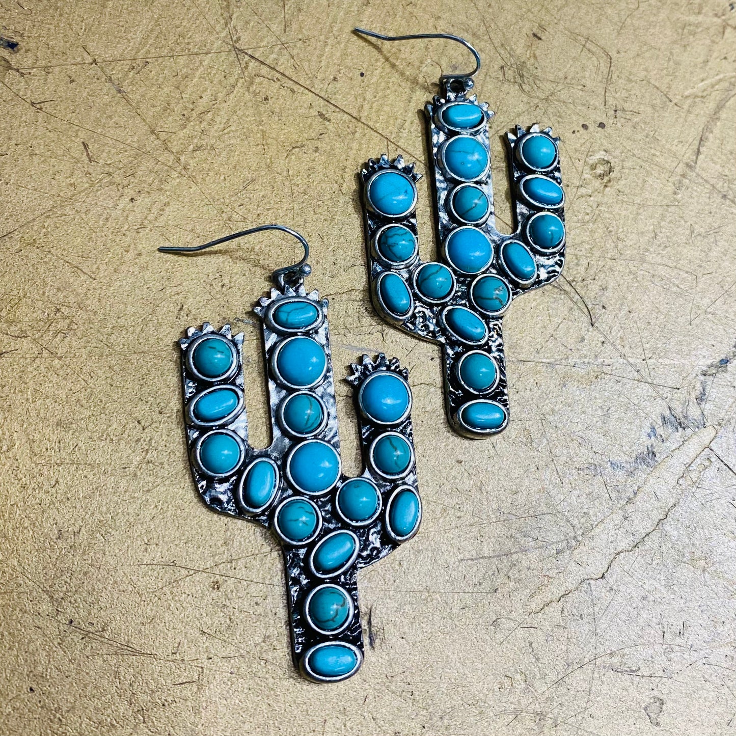 Turquoise Cactus Statement Earring