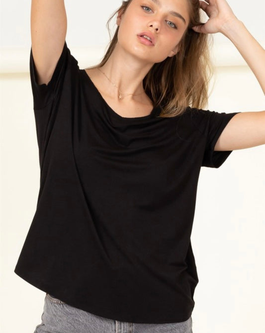 Black Knit Basic Tee