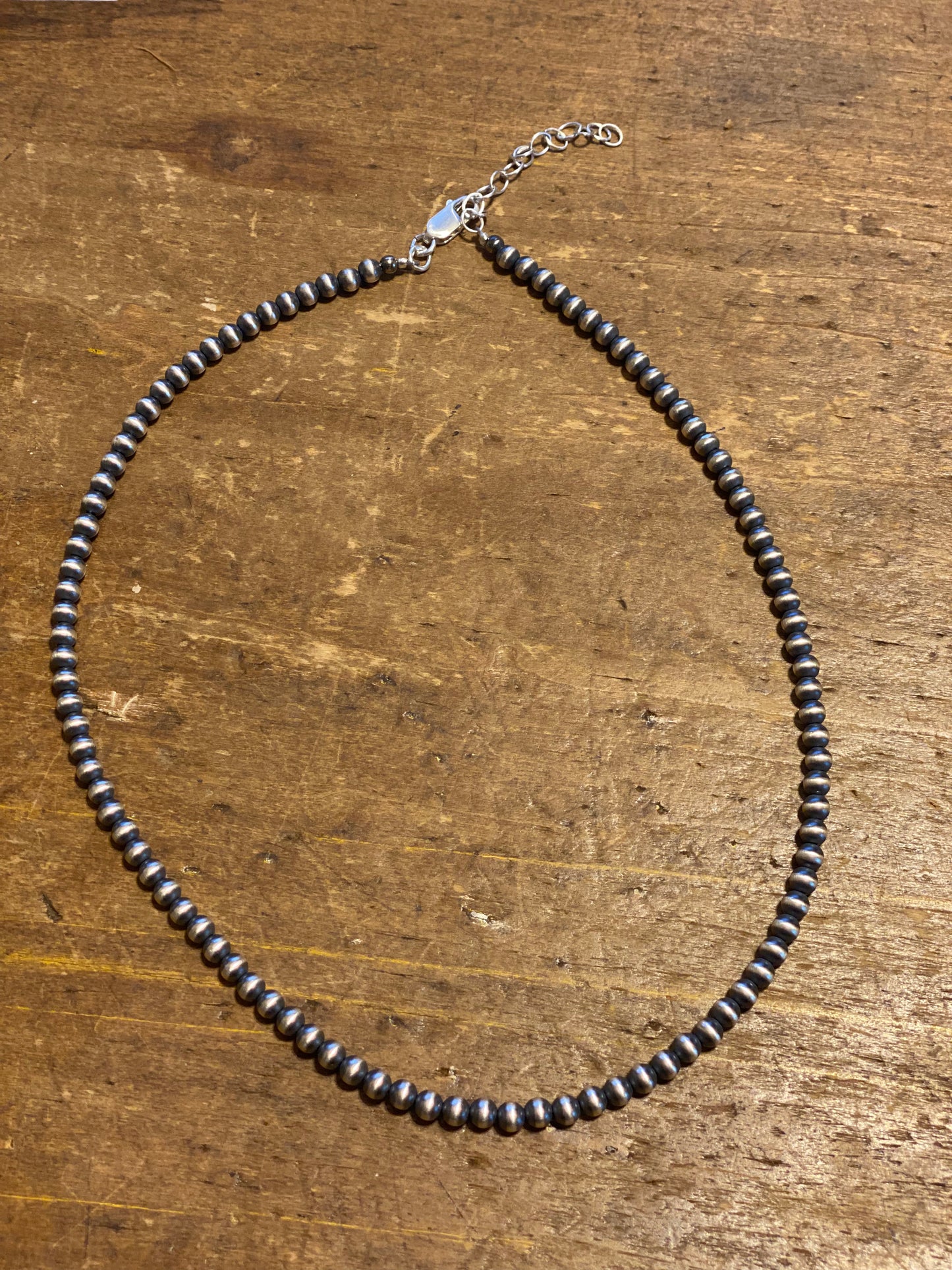 3mm Navajo Pearl Sterling Necklace -14"