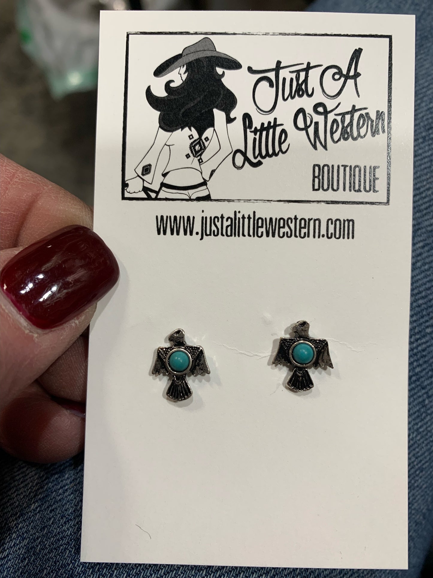 Turquoise Thunderbird Tiny Stud Earrings