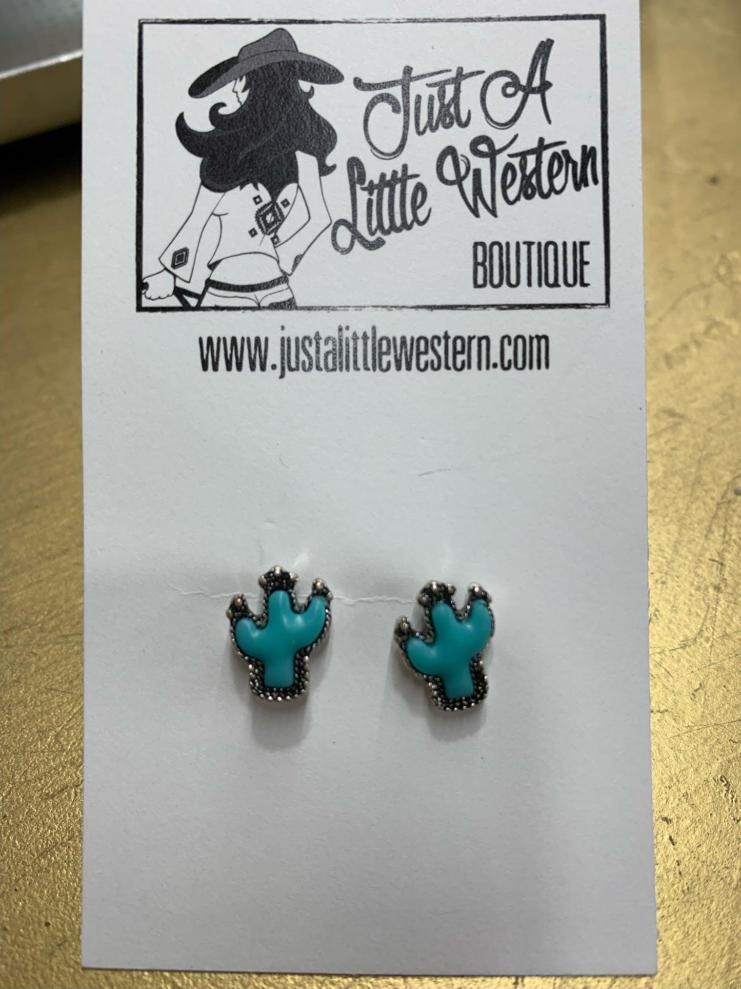 Tiny Cactus Turquoise Silver Studs