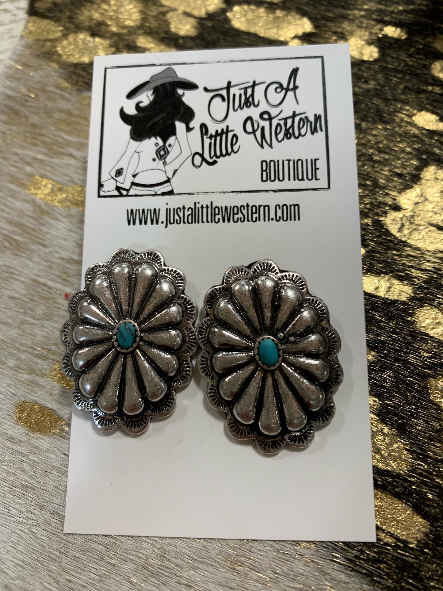 Oval Concho Turquoise Studs